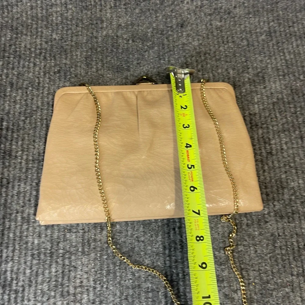 VTG 50s‎ Mardane MCM Handbag Champagne Clutch Chain Cracked Kiss Lock Mirror